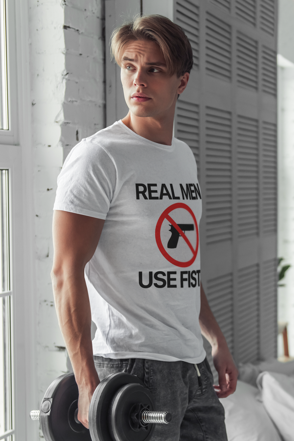 GIU - Real Men Use Fist - White Tshirt